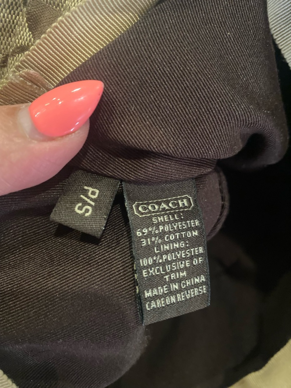 Vintage Coach CC Monogram Bucket Hat Brown/Tan Canvas Vegan Leather Accent Y2K - Picture 8 of 8